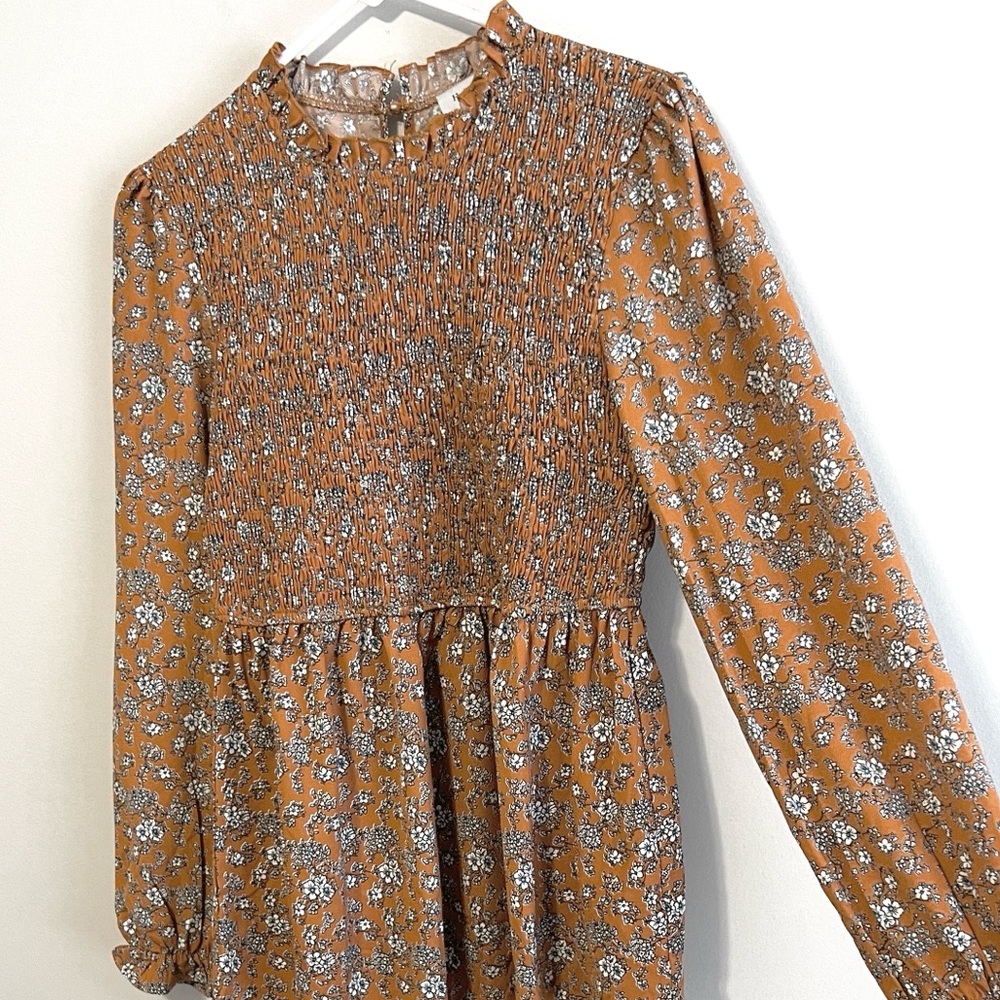 Hayden Smocked Long Sleeve Peplum Floral Top - Picture 4 of 5